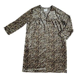 Vtg Anthony‎ Richards Animal Print Velour Zip Front Robe Housecoat Nightgown